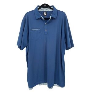 FootJoy FJ Super Stretch Pique Golf Polo Mens XL Blue Floral Country Club Preppy